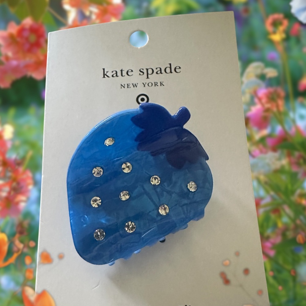Kate Spade X Target Blue Strawberry Hair Claw Clip with Rhinestones NWT - Picture 6 of 10